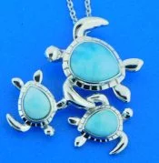 sea turtle family larimar and sterling silver