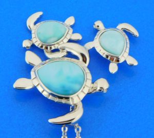 sea turtle family larimar and sterling silver