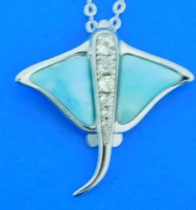 sterling silver & larimar stingray pendant