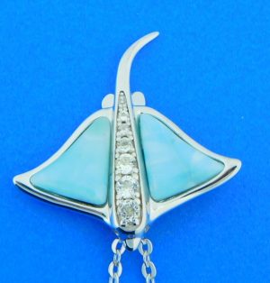 sterling silver & larimar stingray pendant