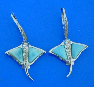 sterling silver & larimar stingray dangle earrings