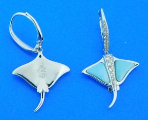 sterling silver & larimar stingray dangle earrings