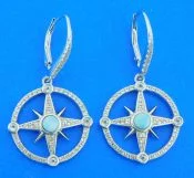 sterling silver & larimar compass rose dangle earrings