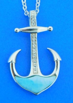 sterling silver and larimar anchor pendant