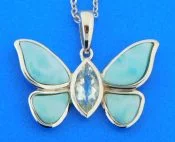 sterling silver & larimar butterfly pendant