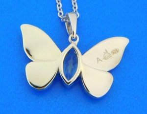 sterling silver & larimar butterfly pendant