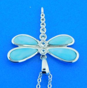 sterling silver & larimar dragonfly pendant