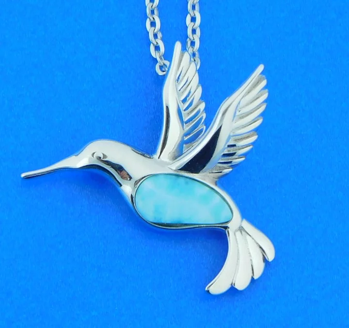 Alamea Hummingbird Pendant, Sterling Silver & Larimar 1 sterling silver & larimar hummingbird pendant