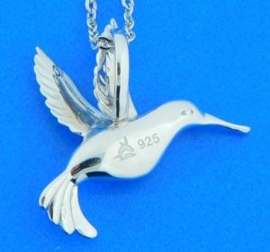 sterling silver & larimar hummingbird pendant