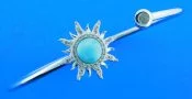 sterling silver & larimar sun bangle bracelet