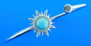 sterling silver & larimar sun bangle bracelet
