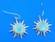 sterling silver & larimar sun dangle earrings