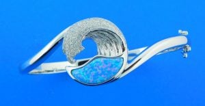 sterling silver & opal wave bangle bracelet