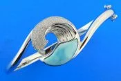 sterling silver & larimar wave bangle bracelet