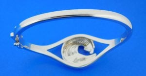 sterling silver & larimar wave bangle bracelet