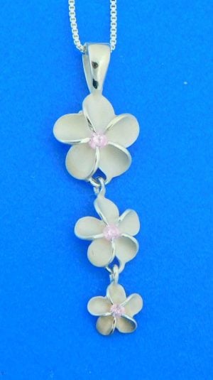 alamea triple plumeria pendant sterling silver