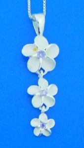 alamea triple plumeria pendant sterling silver