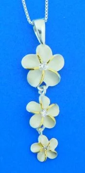 alamea triple plumeria pendant sterling silver