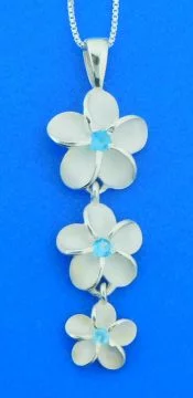 alamea triple plumeria pendant sterling silver