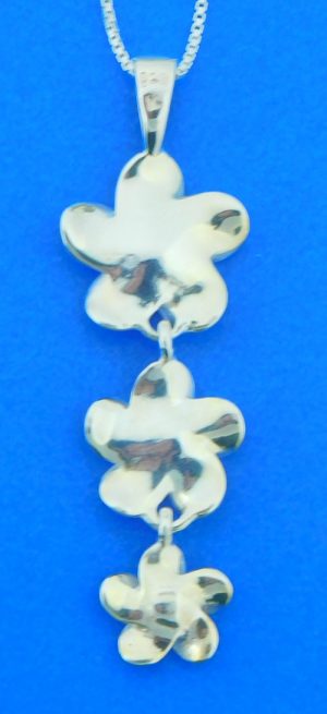 alamea triple plumeria pendant sterling silver