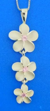 alamea triple plumeria pendant sterling silver