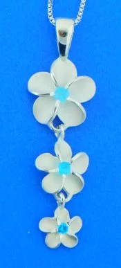alamea triple plumeria pendant sterling silver