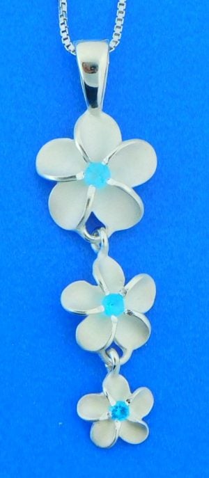 alamea triple plumeria pendant sterling silver