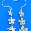 sterling silver 2-tone plumeria dangle earrings