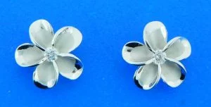 sterling silver plumeria post earrings