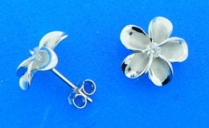 sterling silver plumeria post earrings