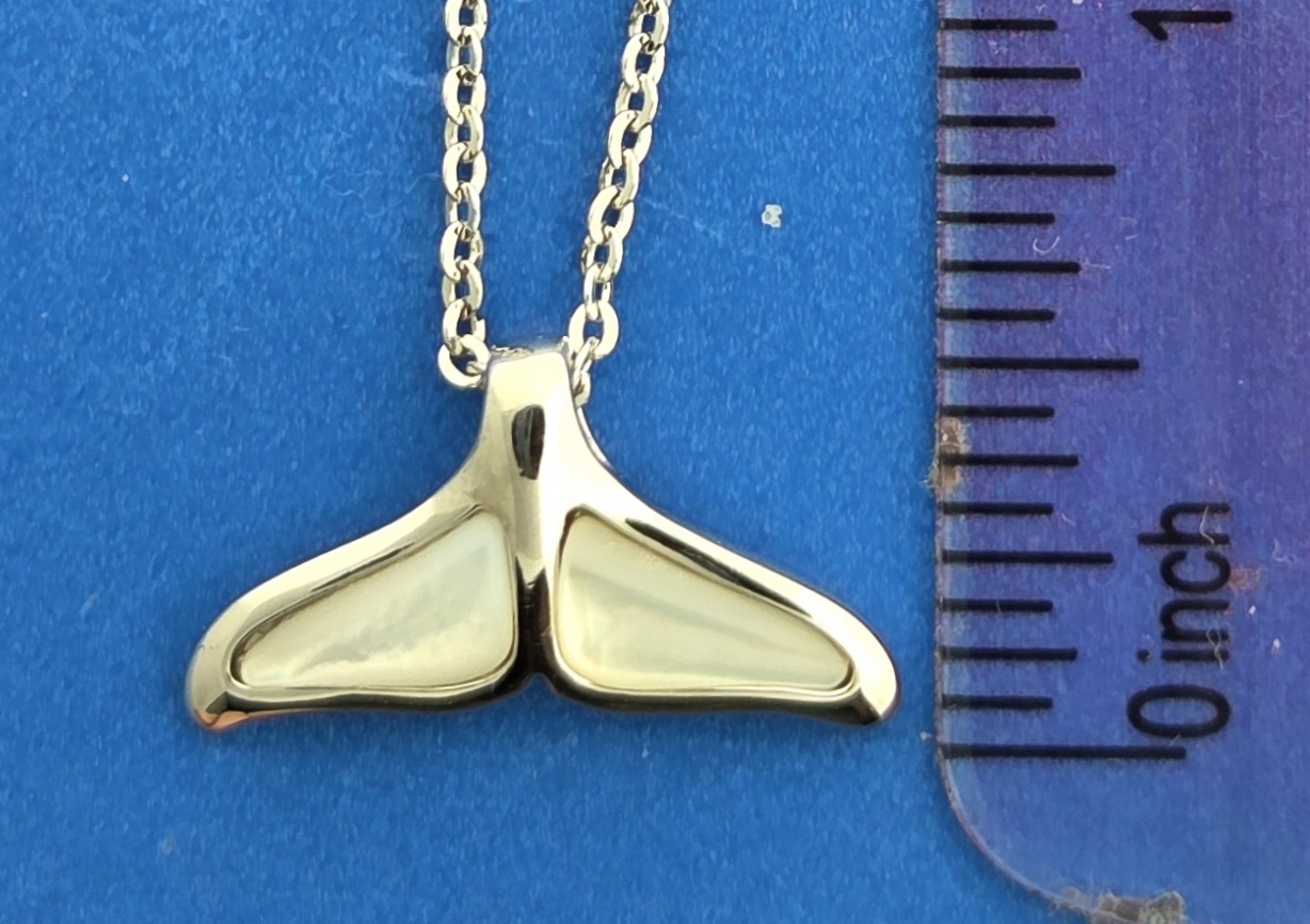 Alamea Whale Tail Pendant, Sterling Silver & Mother of Pearl 5 Alamea Whale Tail Pendant, Sterling Silver & Mother of Pearl - Image 5