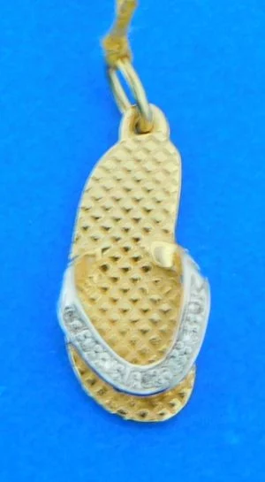 14k sandal diamond pendant 2-tone