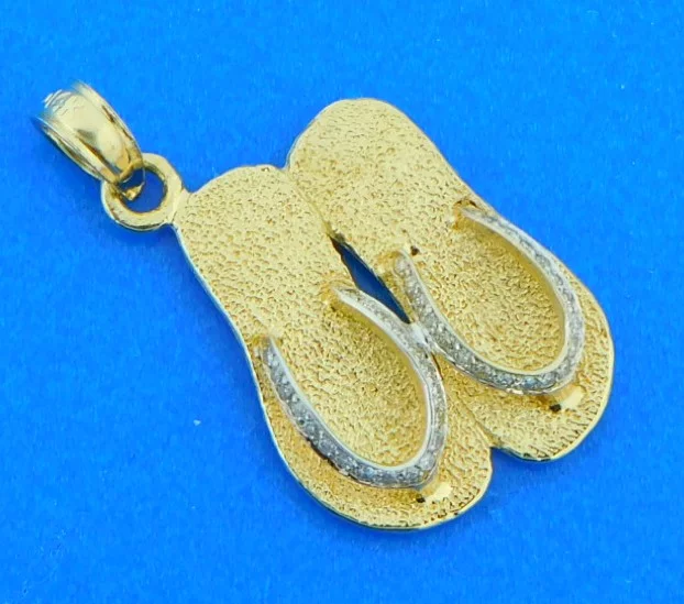 sandal flip flop pendant 14k & diamonds