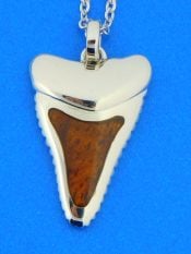 sterling silver & koa wood shark tooth necklace