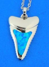 sterling silver & opal shark tooth necklace