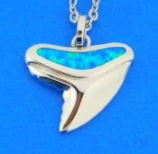 sterling silver & opal shark tooth necklace