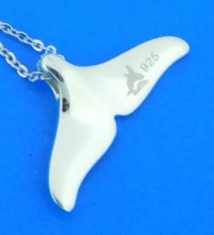 sterling silver whale tail pendant