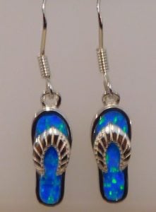 sterling silver flip flop opal earrings