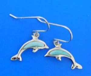 sterling silver larimar dolphin earrings