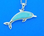 alamea sterling silver & larimar dolphin pendant