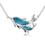 sterling silver dolphin opal necklace