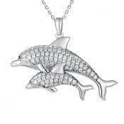 alamea dolphin mother & baby pendant sterling silver