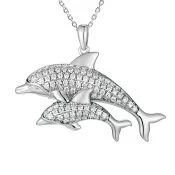 alamea dolphin mother & baby pendant sterling silver