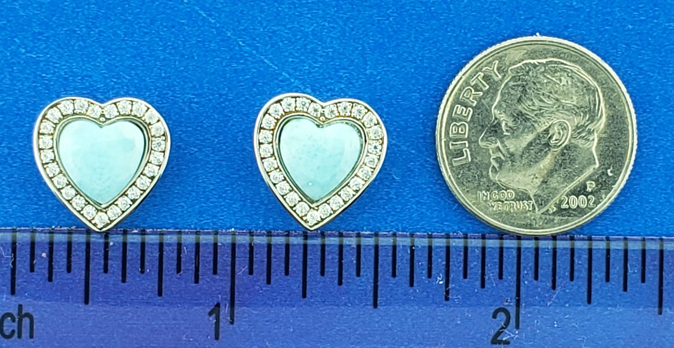 Alamea Heart Earrings, Sterling Silver & Larimar 3 Alamea Heart Earrings, Sterling Silver & Larimar - Image 3