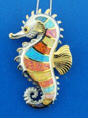 Kovel Seahorse Pendant, Sterling Silver & Opals