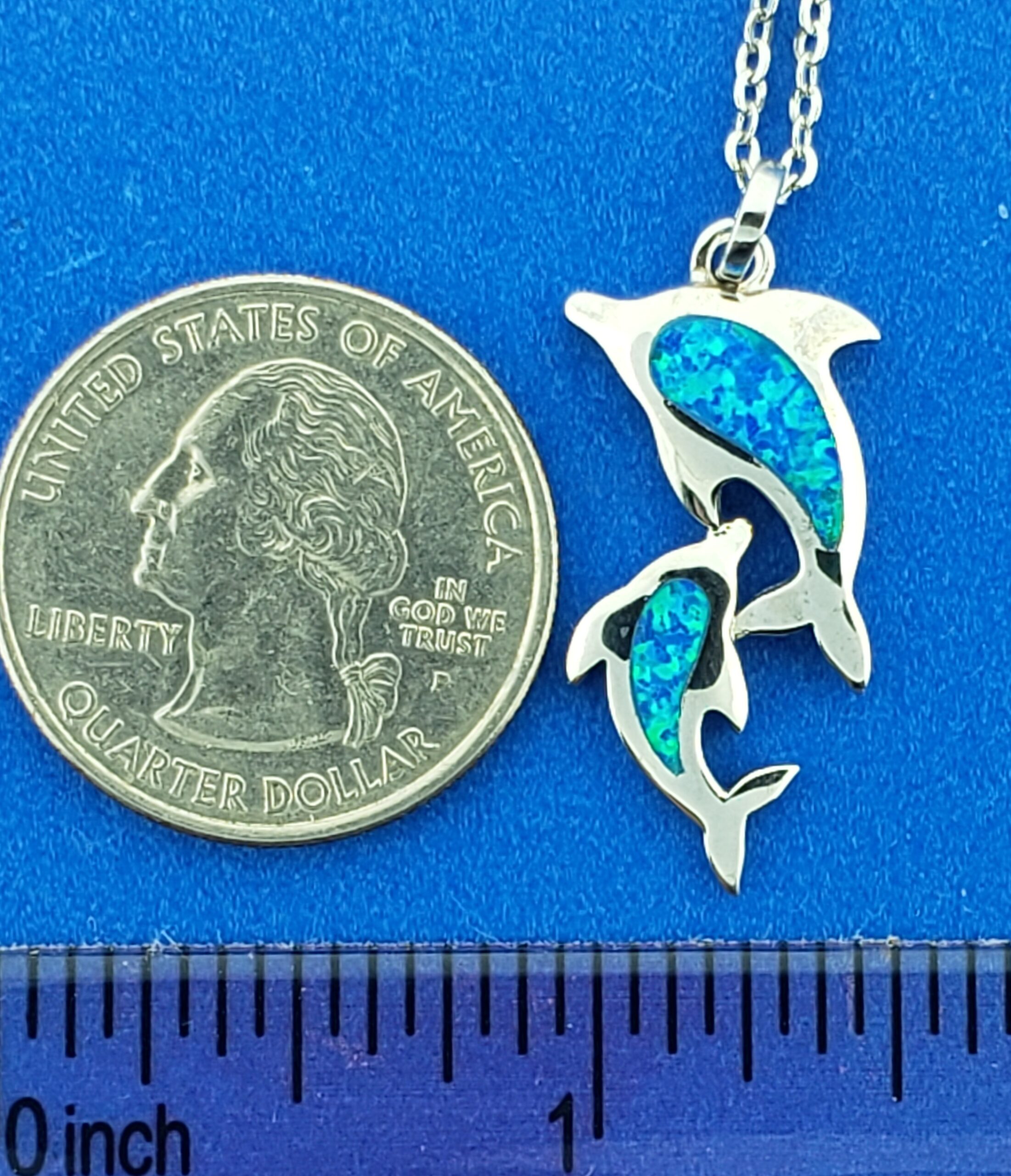 Alamea Dolphin Pendant, Sterling Silver & Opal 3 Alamea Dolphin Pendant, Sterling Silver & Opal - Image 3