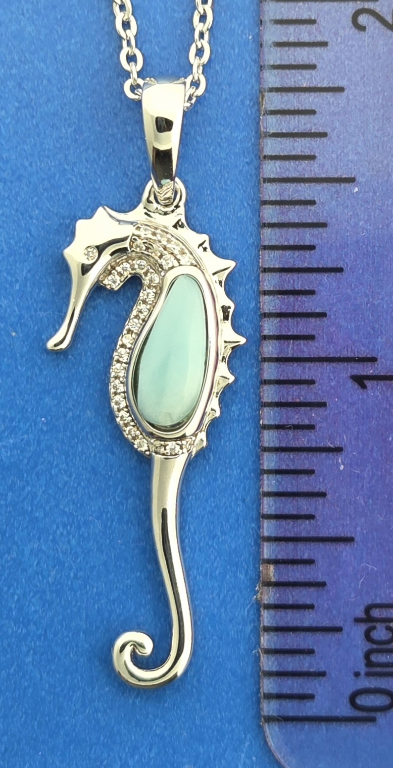 Alamea Seahorse Pendant, Sterling Silver & Larimar 4 Alamea Seahorse Pendant, Sterling Silver & Larimar - Image 4