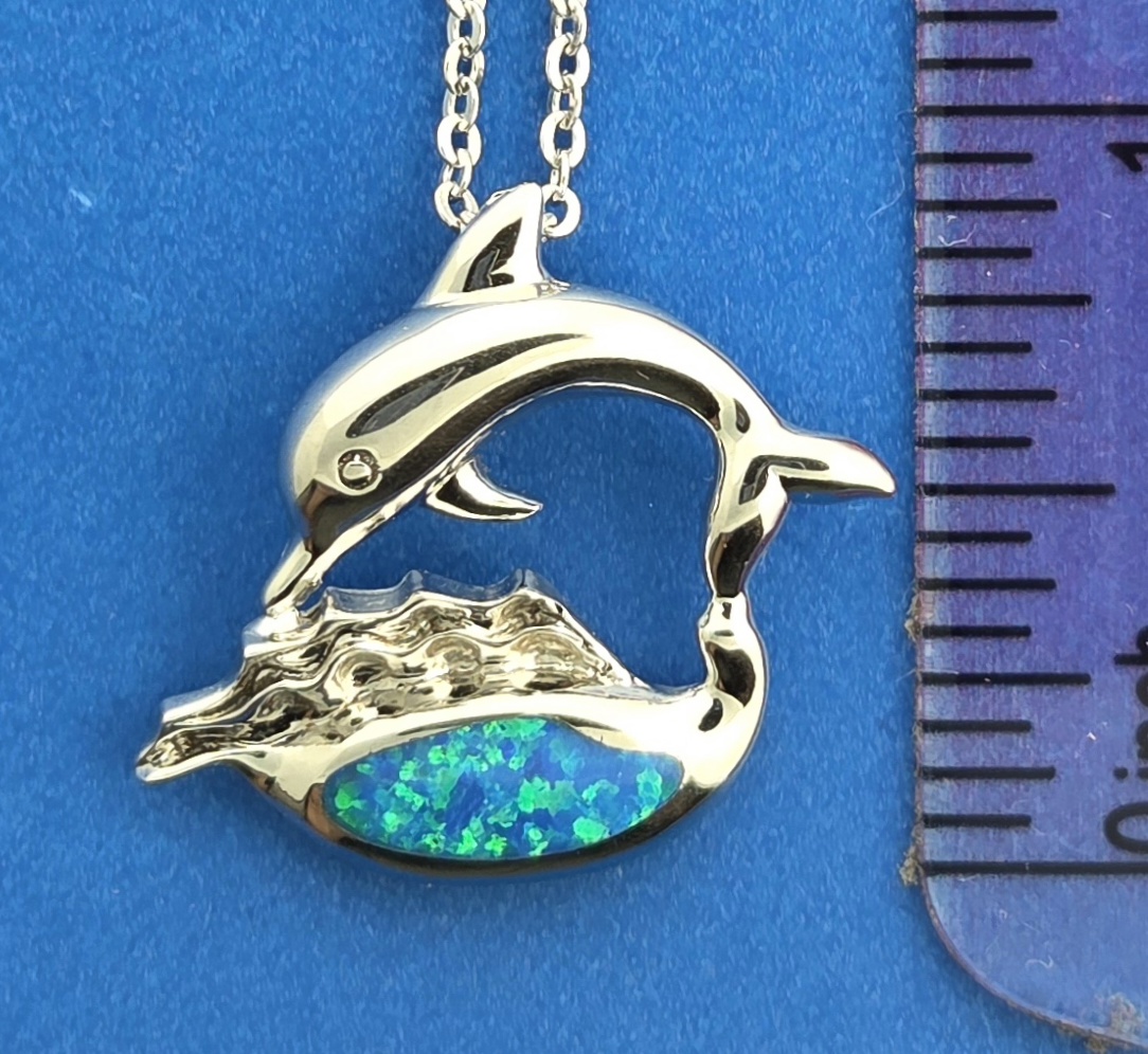 Alamea Dolphin Pendant, Sterling Silver & Opal 5 Alamea Dolphin Pendant, Sterling Silver & Opal - Image 5