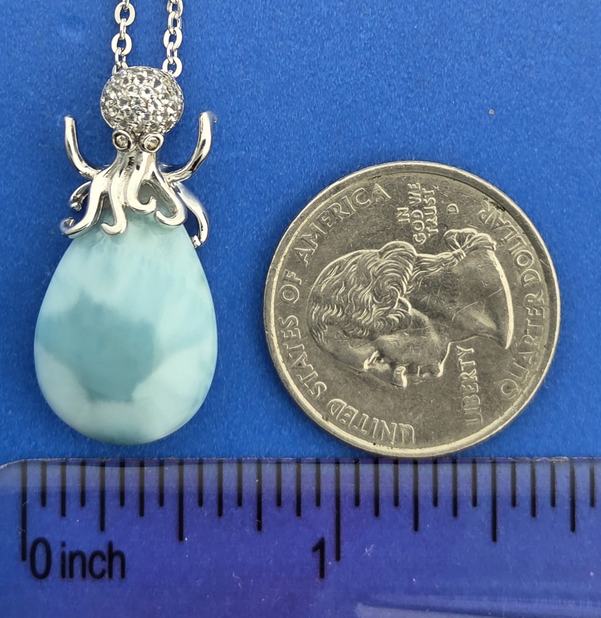 Alamea Octopus Pendant, Sterling Silver & Larimar 4 Alamea Octopus Pendant, Sterling Silver & Larimar - Image 4