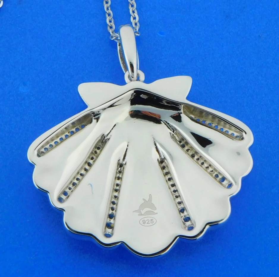Alamea Shell Pendant, Sterling Silver & Larimar - Image 2